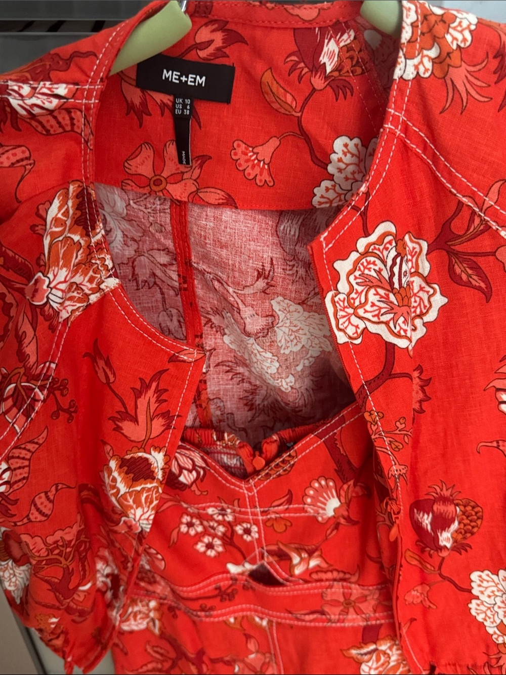 ME+EM 2-In-1 Linen-Blend Floral Garden Print Maxi Dress size 6